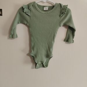 Ribbed Green Kids One Piece
